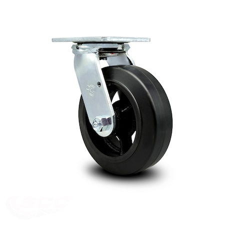 6 Inch Rubber On Steel Wheel Swivel Caster With Roller Bearing